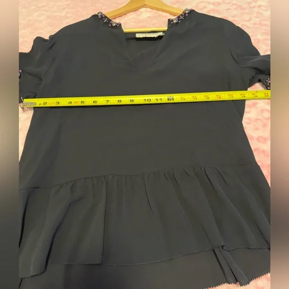 Tory Burch Black Blouse Mezair 100%Silk Tunic 
Women’s Size:8 - Picture 4 of 10